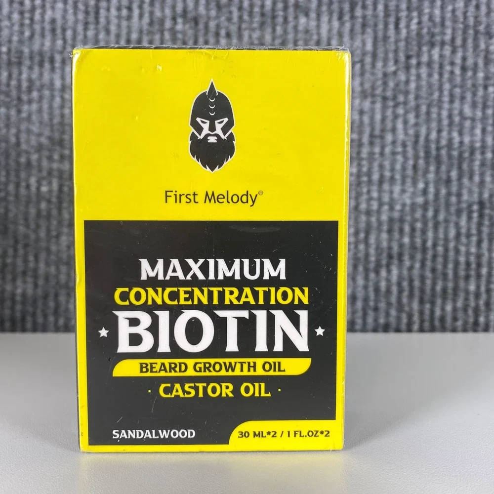 First Melody Biotin Beard Growth Oil 2 Pack Sandalwood Castor Oil